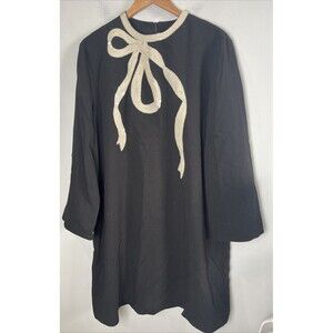 Tuckernuck Black Mini Dress with Ivory Bow Detail